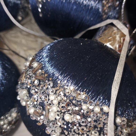 Lux Christmas balls - blue satin   *** - Picture 5 of 13